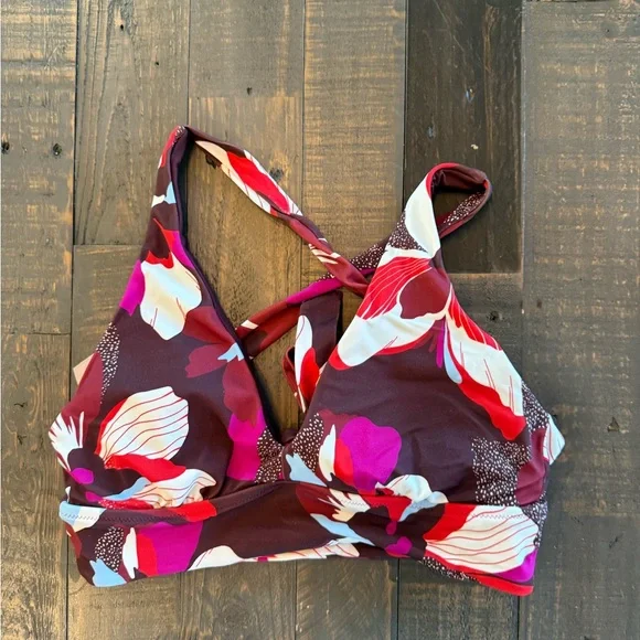 Athleta Floral Bikini plunge top size small - Picture 6 of 7